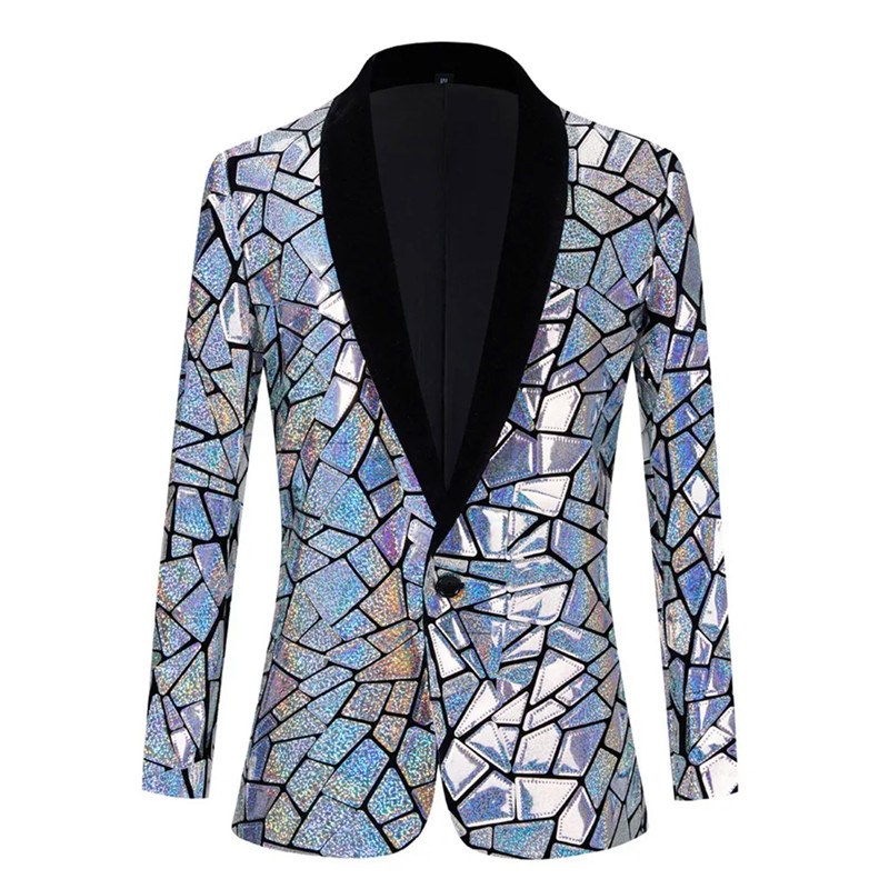 Men'S Grooming Mirror - Herren Luxus Laser Pailletten Blazer Jacke