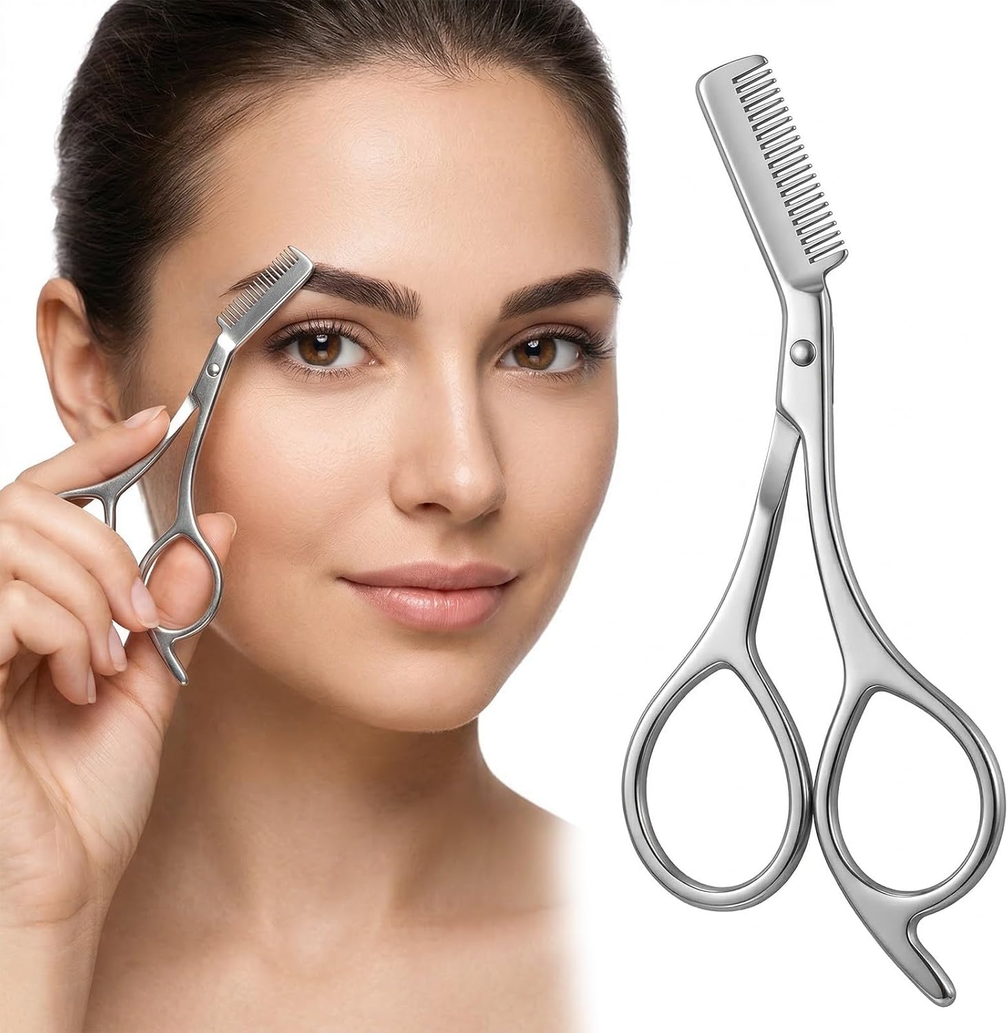 Men'S Grooming Mirror - Edelstahl-Augenbrauenschere mit Kamm - Spiegelpolierte Präzisionsschere