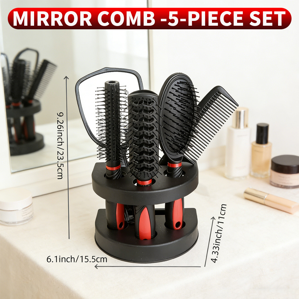 Men'S Grooming Mirror - 5-in-1-Spiegel- und Kamm-Set mit Sockel –