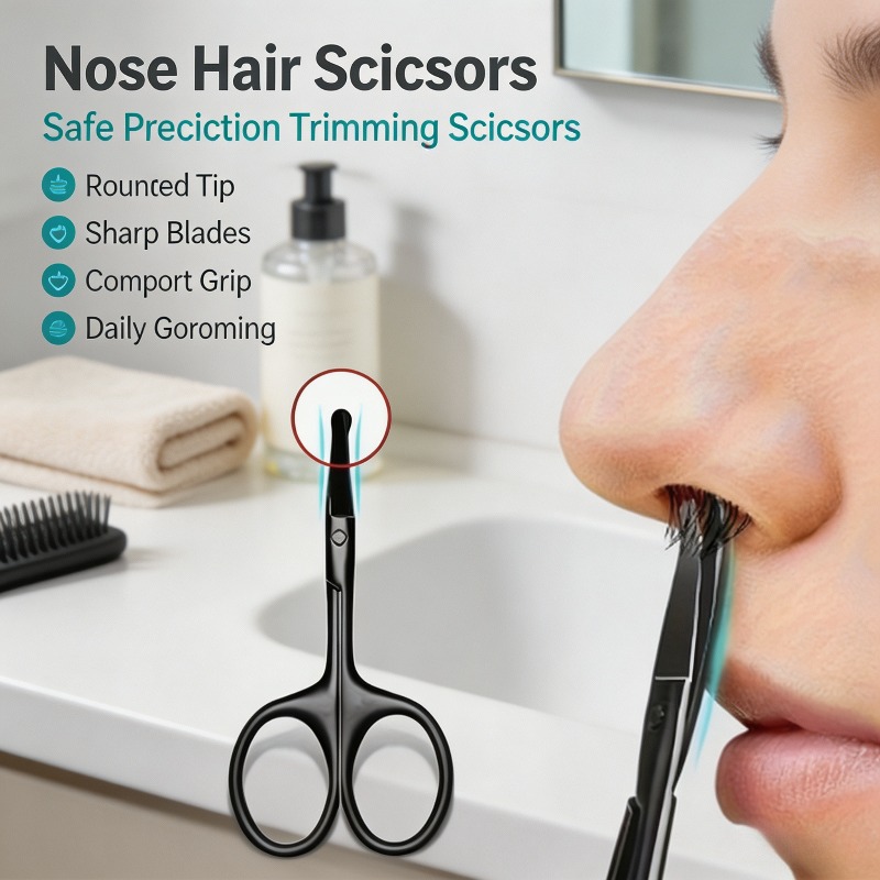 Men'S Grooming Makeup - Professionelle Nasenhaarschere aus Edelstahl mit runder